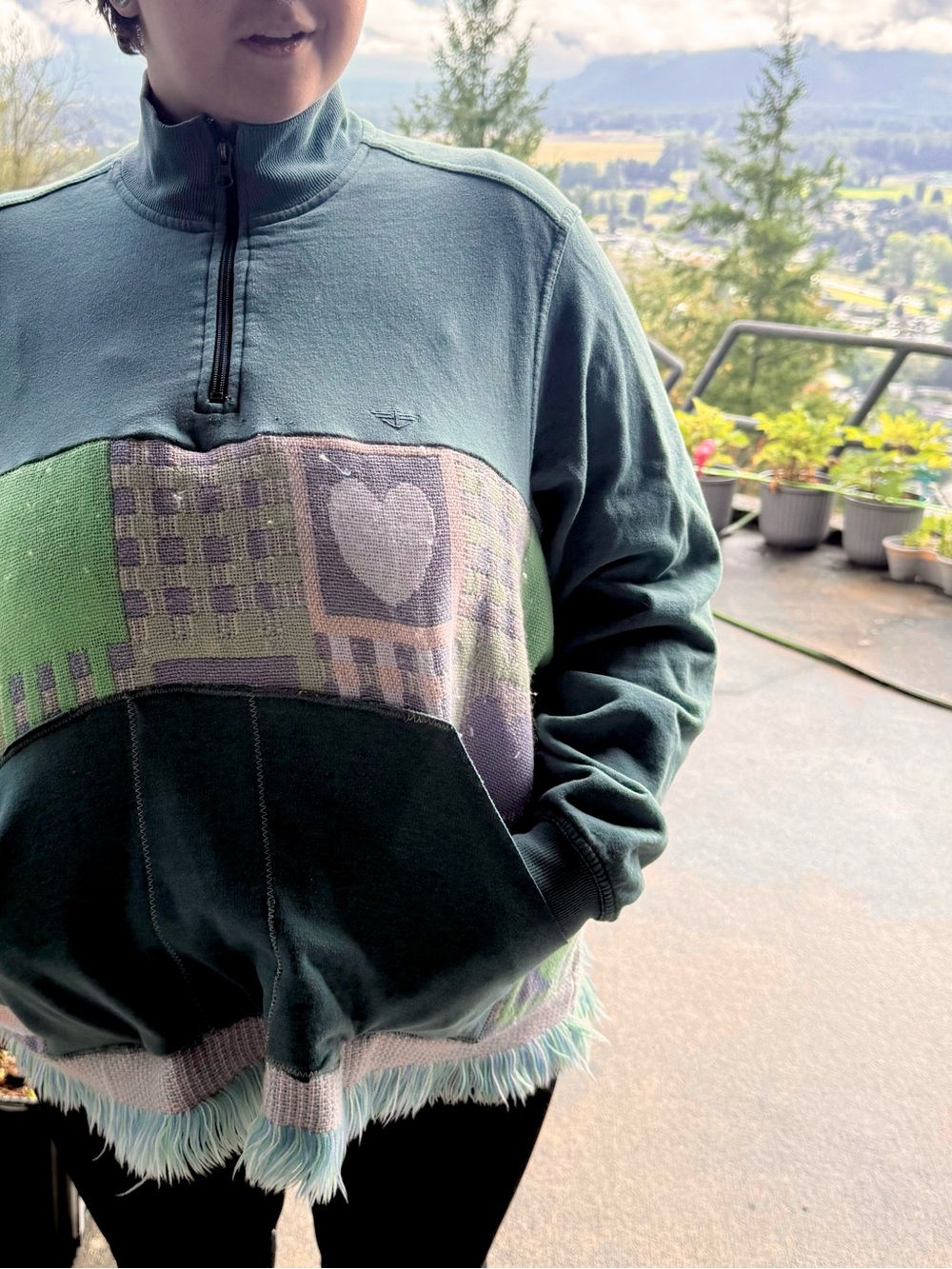 “Whimsical Wearable Art” hoodie, by Willows Whimsywearco.